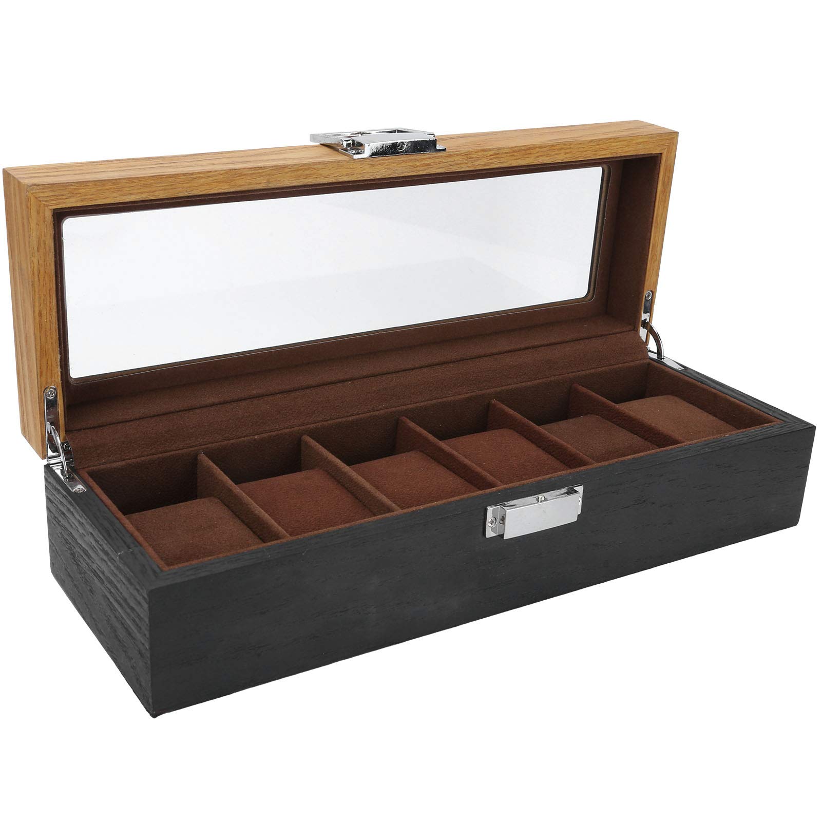 Fdit Caja de Reloj Caja de Almacenamiento de Reloj de Madera Maciza Caja organizadora de Reloj Caja con 6 Ranuras Caja Decorativa para visualización de Reloj Organización de Almacenamiento