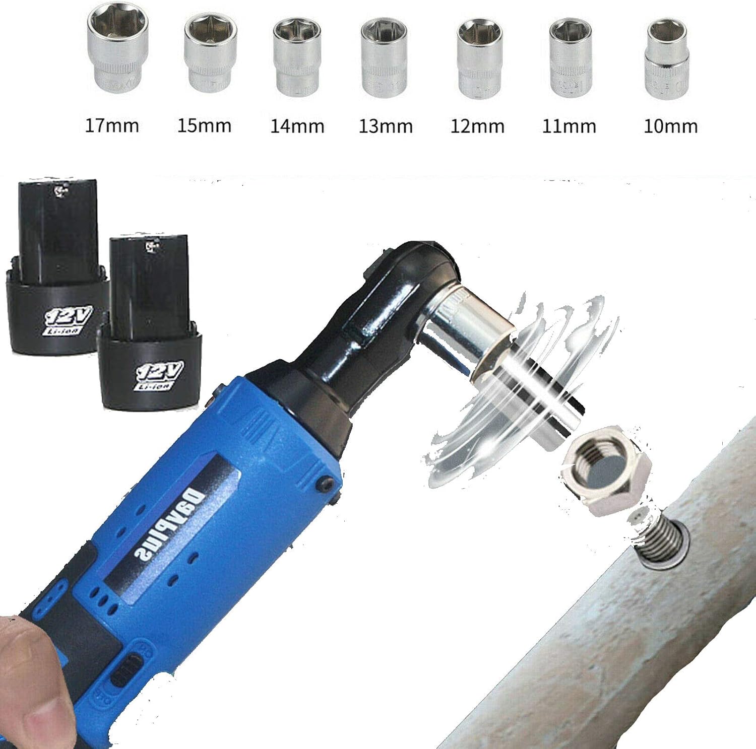 3/8 Inch Power Ratchet Wrench, 12V Cordless Electric