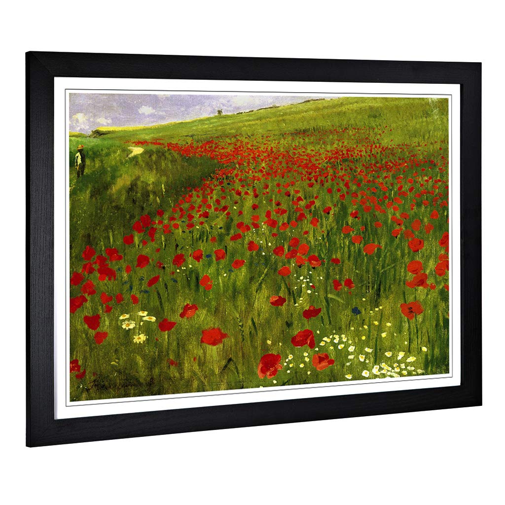 Big Box Art Framed Print of Pal Merse Meadow with Poppies Design | Wall Art Picture | Home Decor for Kitchen, Living, Dining Room, Bedroom, Hallway, Office, Black, A2 / 24.5x18 Inch / 62x45cm