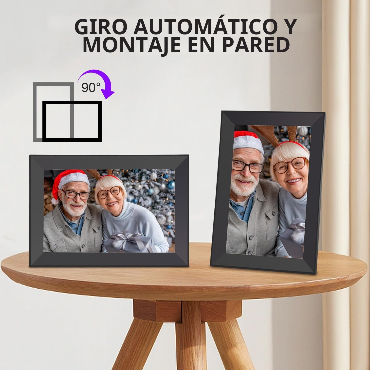 Hesmor Frameo Marco de Fotos Digital WiFi 10,1 Pulgadas Pantalla Táctil Marco Digital IPS 1280 x 800 32GB Rotación Auto Portaretratos Digitales de Fotos Inteligente Soporte Foto, Música, Video, Negro