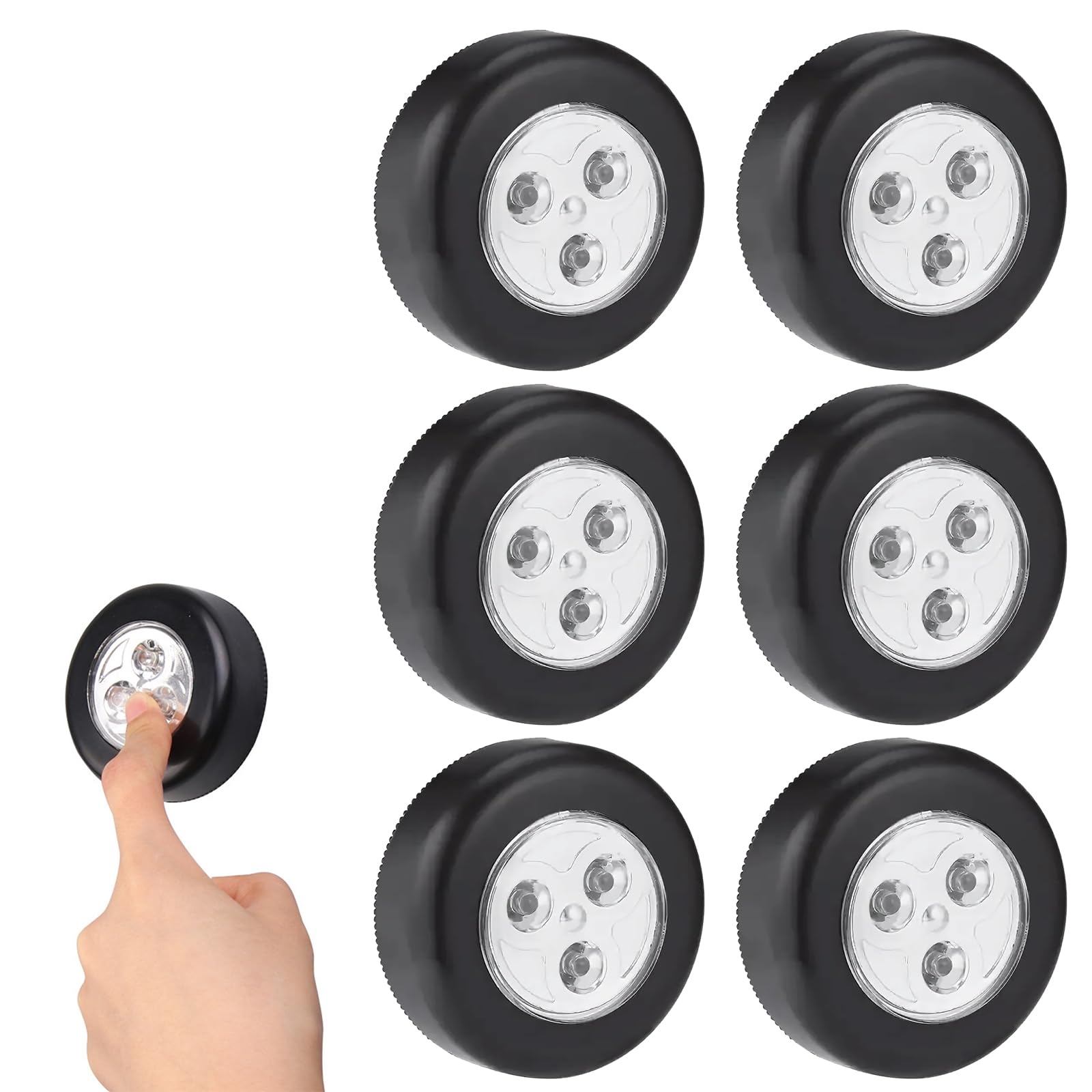 LED Spot Light Extra Lighting, Battery Operated LED Spot Stickers, Smart Touch Lights Stick on, 6 Pack Wireless Touch Activated Lights for Kitchen, Stairs and Rooms