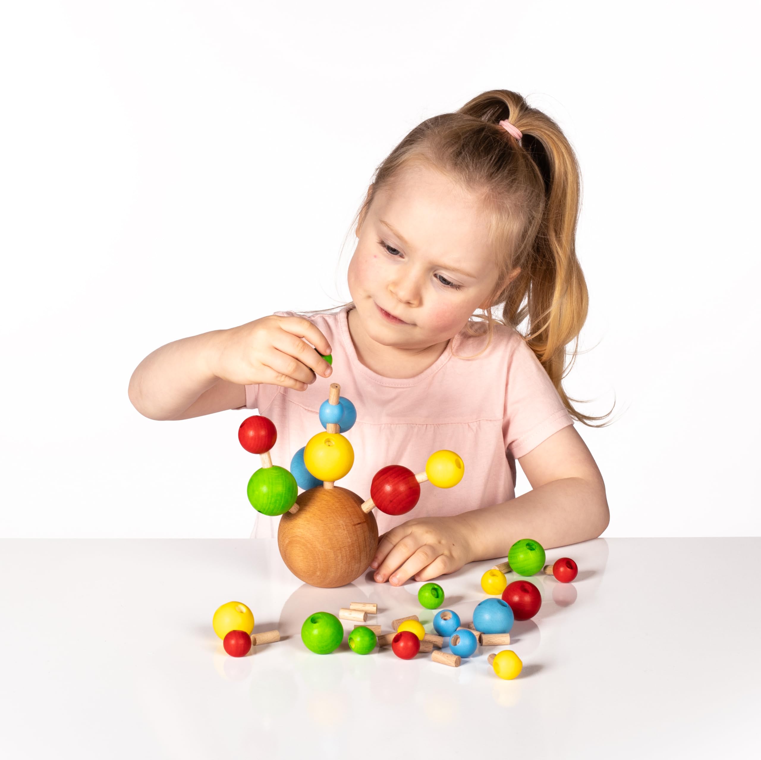 Erzi 42273 Steckspiel Fröbel-Kugeln aus Holz, für Kinder | zum kreativen Bauen und konstruieren