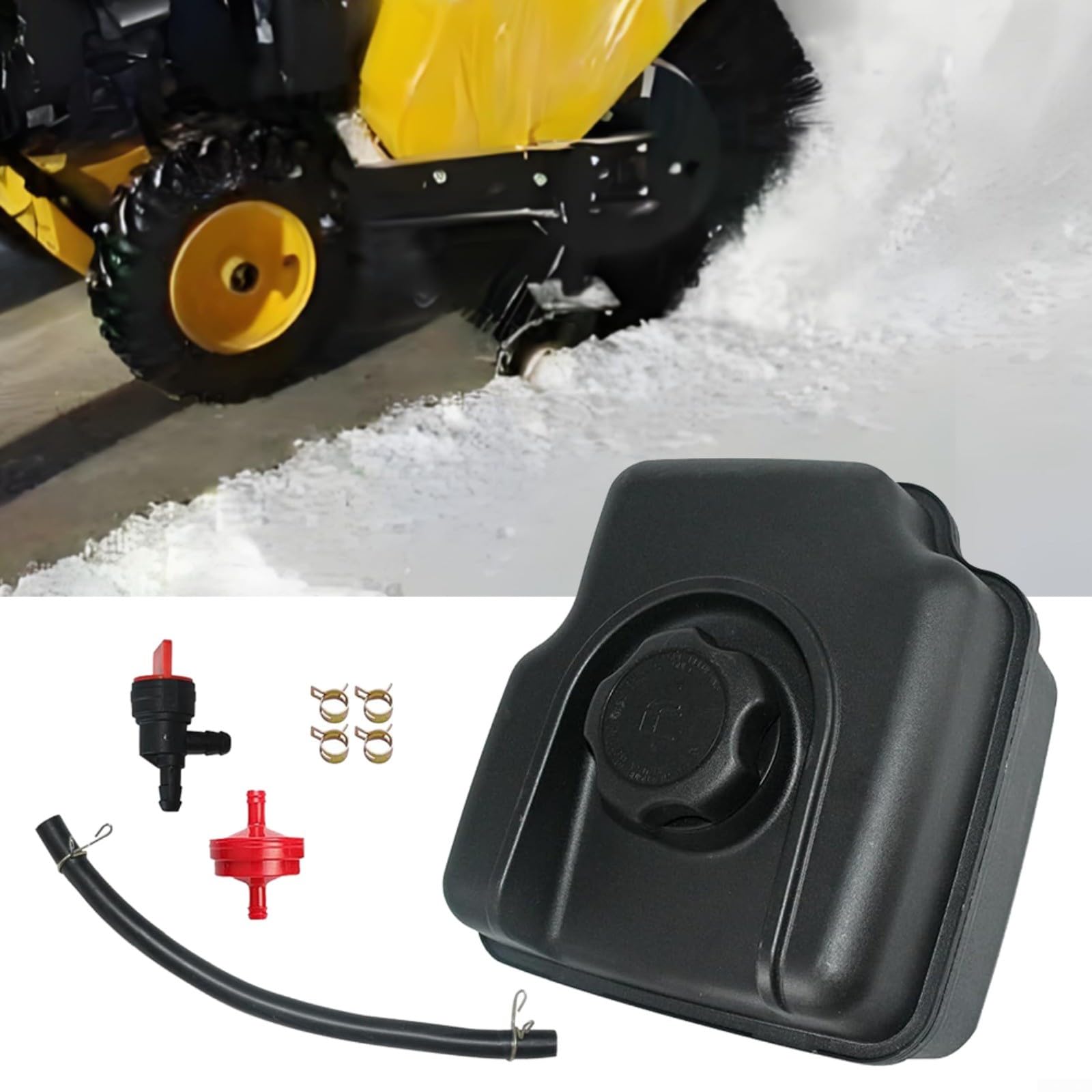 Kit de tanque de combustible para soplador de nieve de repuesto para modelos 694260, 698110, 697779, 699885, 121003, 110432 — Juego de 8 piezas con cubierta, tubo, abrazaderas, válvula de