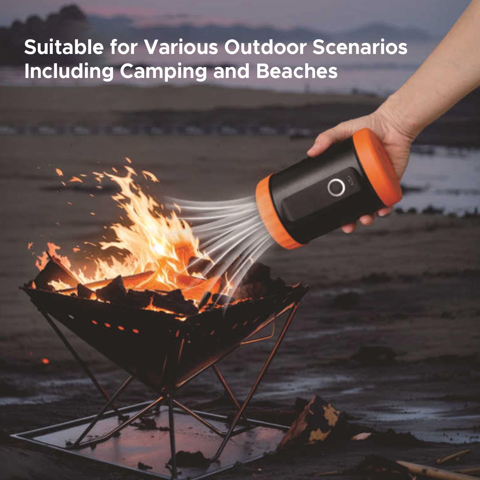 TFixol Pompe électrique portable A haute pression pour tentes gonflables 2000 mAh avec 5 buses pour SUP Canapé Lit Piscine Kayak Orange