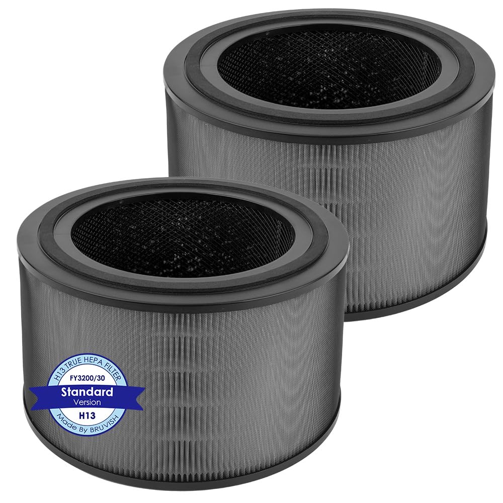(2 pièces) FY3200 filtres HEPA de rechange pour purificateurs d'air Philips série 3200 AC3210, AC3220 et AC3221, filtre H13 True Hepa, filtre HEPA NanoProtect + charbon actif (FY3200/30)