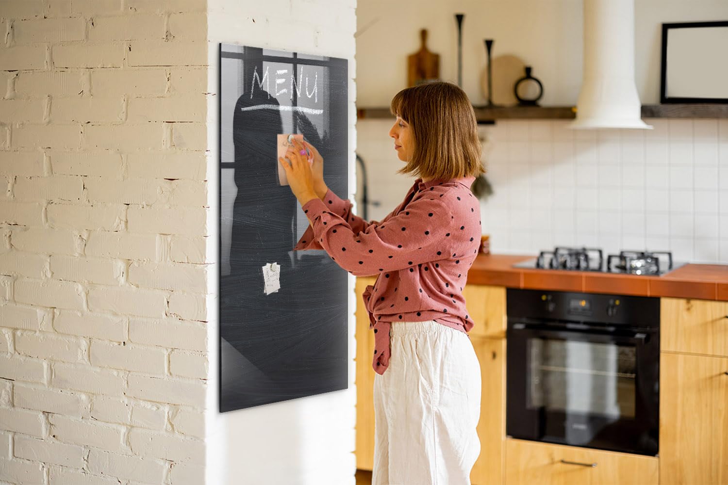 Pizarra de cristal magnética vertical sofisticada | Incluye imanes fuertes, rotulador y borrador | Ideal para decoración y organización - 60x120 - Tablero de menú