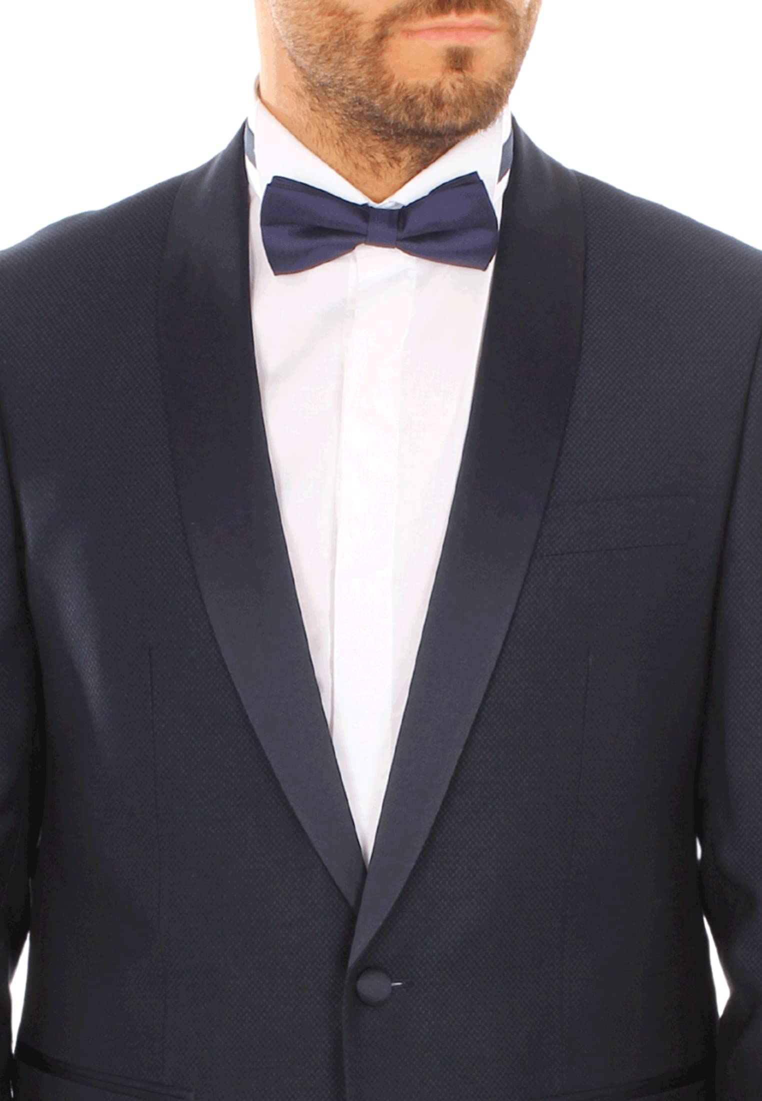 Smoking da Uomo Abito Elegante Completo con Rever a Fascia in Raso