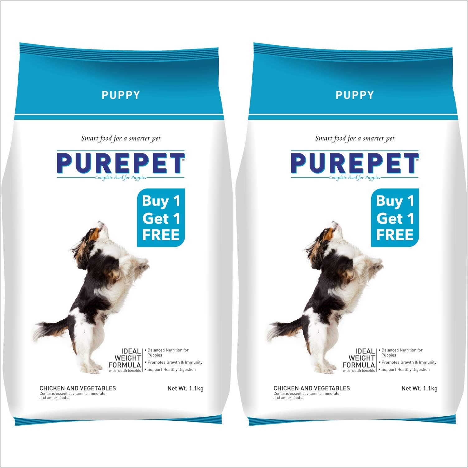Chicken & Vegetable Puppy Dry Dog Food, 1.1kg (Buy 1 Get 1 Free)