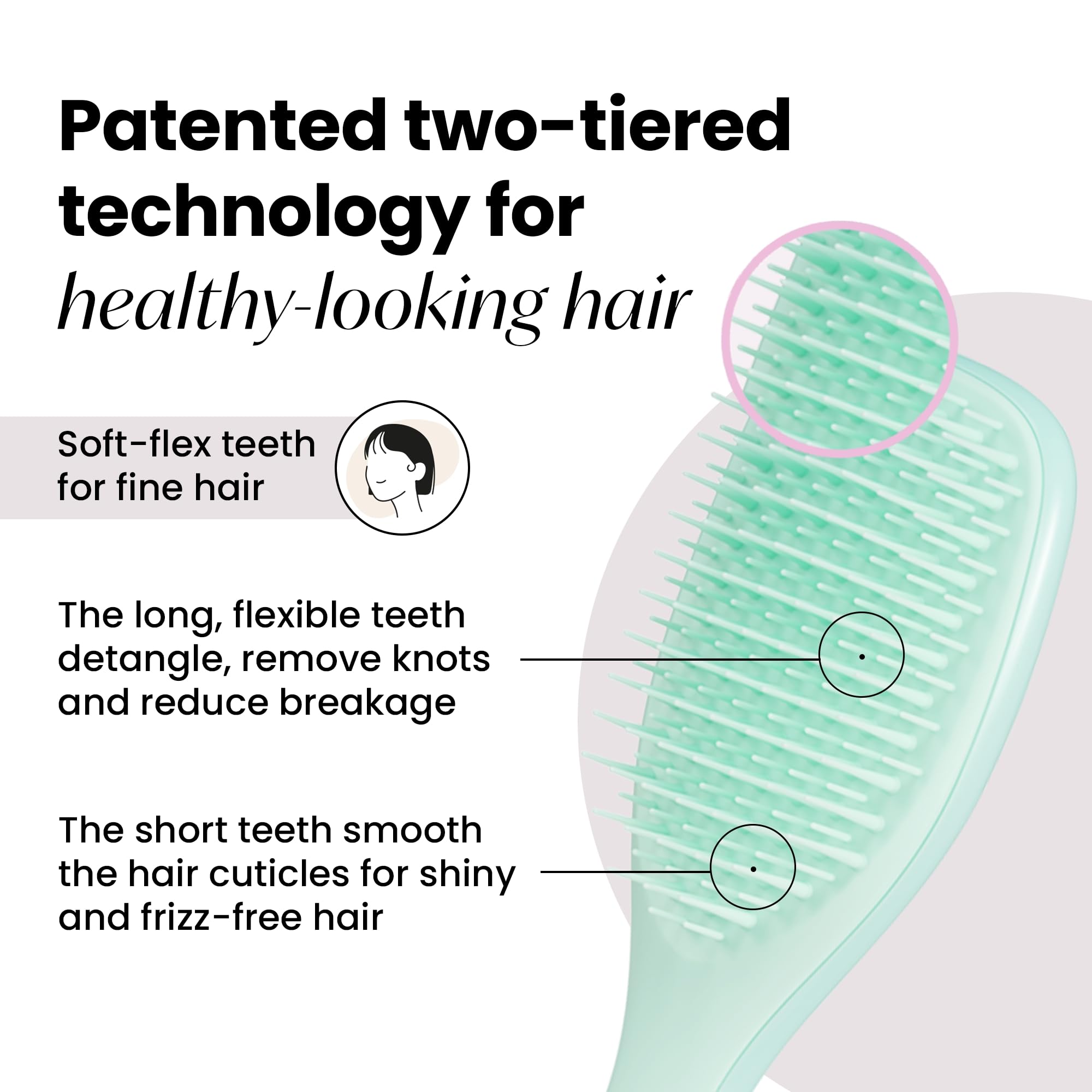 Tangle Teezer Mini Ultimate Detangler Fine and Fragile, For Wet & Dry Hair, Detangling Brush for Thin & Fine Hair - Image 2