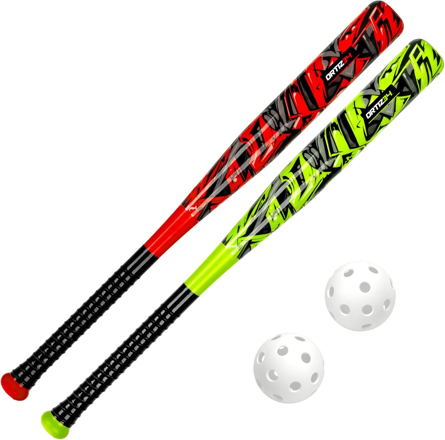 (Incomplete, missing pieces) Bat & Ball Set - Graffiti Plastic Bat & Ball Homerun Set- David Ortiz Backyard Baseball Set for Youth, Kids, Teenagers, Adults