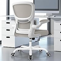 Vista 12 de Silla de oficina ergonómica, silla de escritorio ergonómica de malla transpirable con soporte lumbar, reposabrazos abatibles, sillas de computadora
