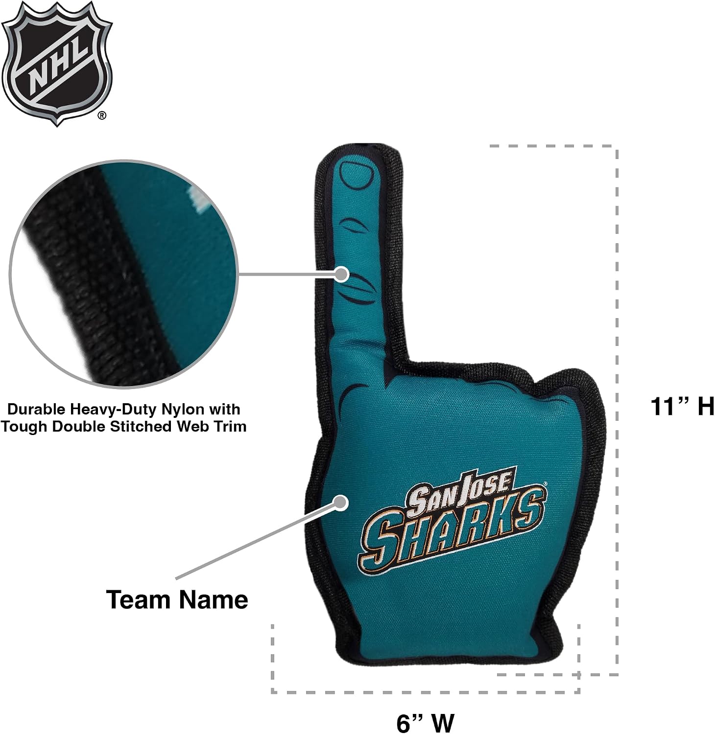 Pets First NHL San Jose Sharks #1 Fan Toy for Dogs & Cats. Best Tough PET Toy with Inner Squeaker. Number One Premium Dog Toy for Strongest Chewers & Sports Fans, One Size