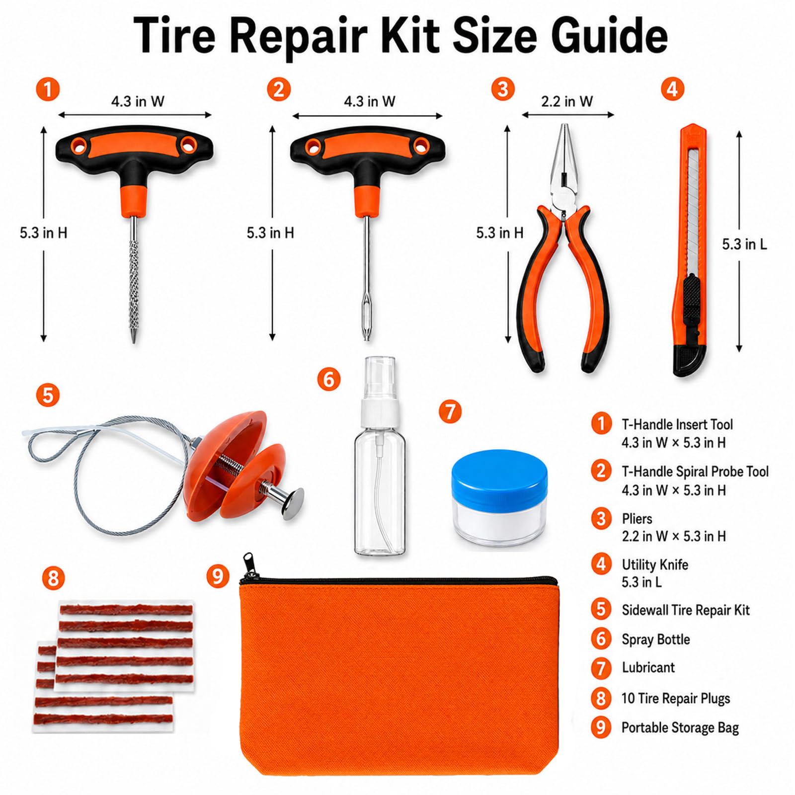 Kit di riparazione pneumatici piatti con tappi, 18 pezzi, kit di riparazione pneumatici laterali resistenti per auto, moto, ATV, UTV, SXS, camion, trattori, parches para Llantas De Carro