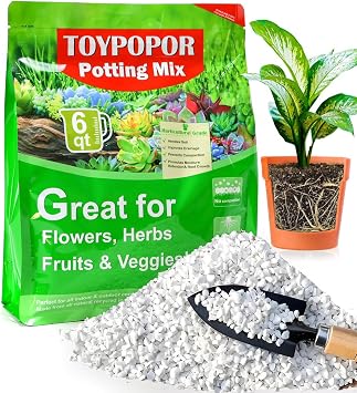 TOYPOPOR البيرلايت للنباتات، 6 qt 3-6 mm البيرلايت العضوي للبستنة، البيرلايت للنباتات في الأماكن المغلقة، مزيج مكيف إضافة التربة تحسين الصرف والتهوية تعزيز نمو الجذور وصحة التربة