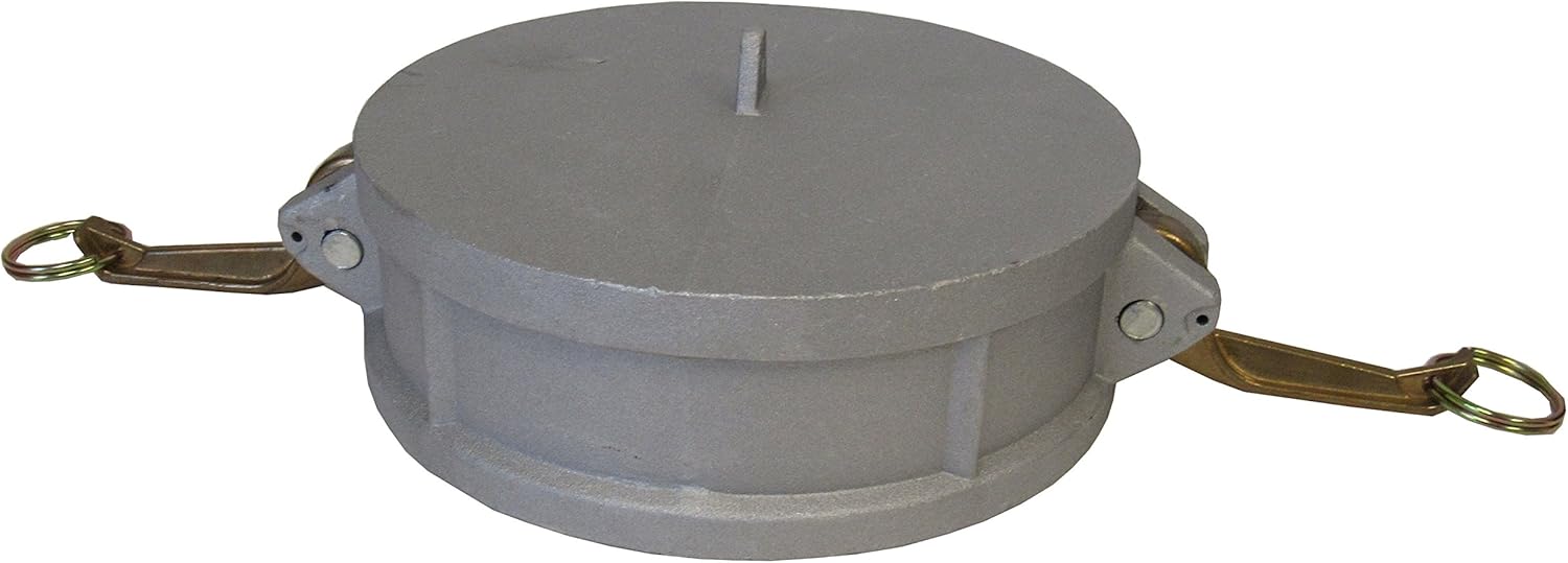 6 Inch Aluminum DC600 Female Camlock Cap, NBR Gasket, High-Strength Cam & Groove Fittings, 75 PSI Max Pressure, 185°F Max Temp, for Industrial and Chemical Applications