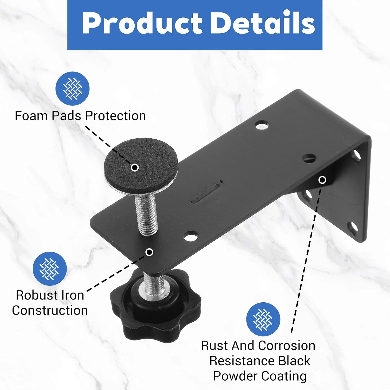 4 Pack Black Undermount Sink Brackets, Heavy-Duty Adjustable Support & Repair Kit for Narrow Kitchen & Bathroom Cabinets
