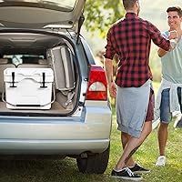 Vista 8 de COSTWAY Enfriador de 16 cuartos de galón, caja de hielo aislada para 24 latas con mango resistente y 2 portavasos, retención de hielo de 3 a 5 días