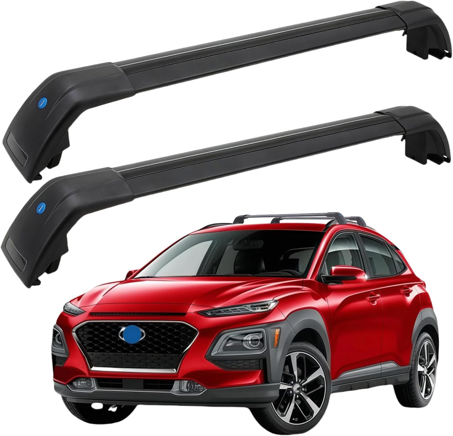 SYDSZ Cross Bar Roof Rack Fit for Hyundai Kona & Kona N & Kona Electric 2018 2019 2020 2021 2022 2023 2024 2025 2026, Flush Side Rails, Heavy Duty Aluminum Roof Cross Bars Rooftop Luggage Rack
