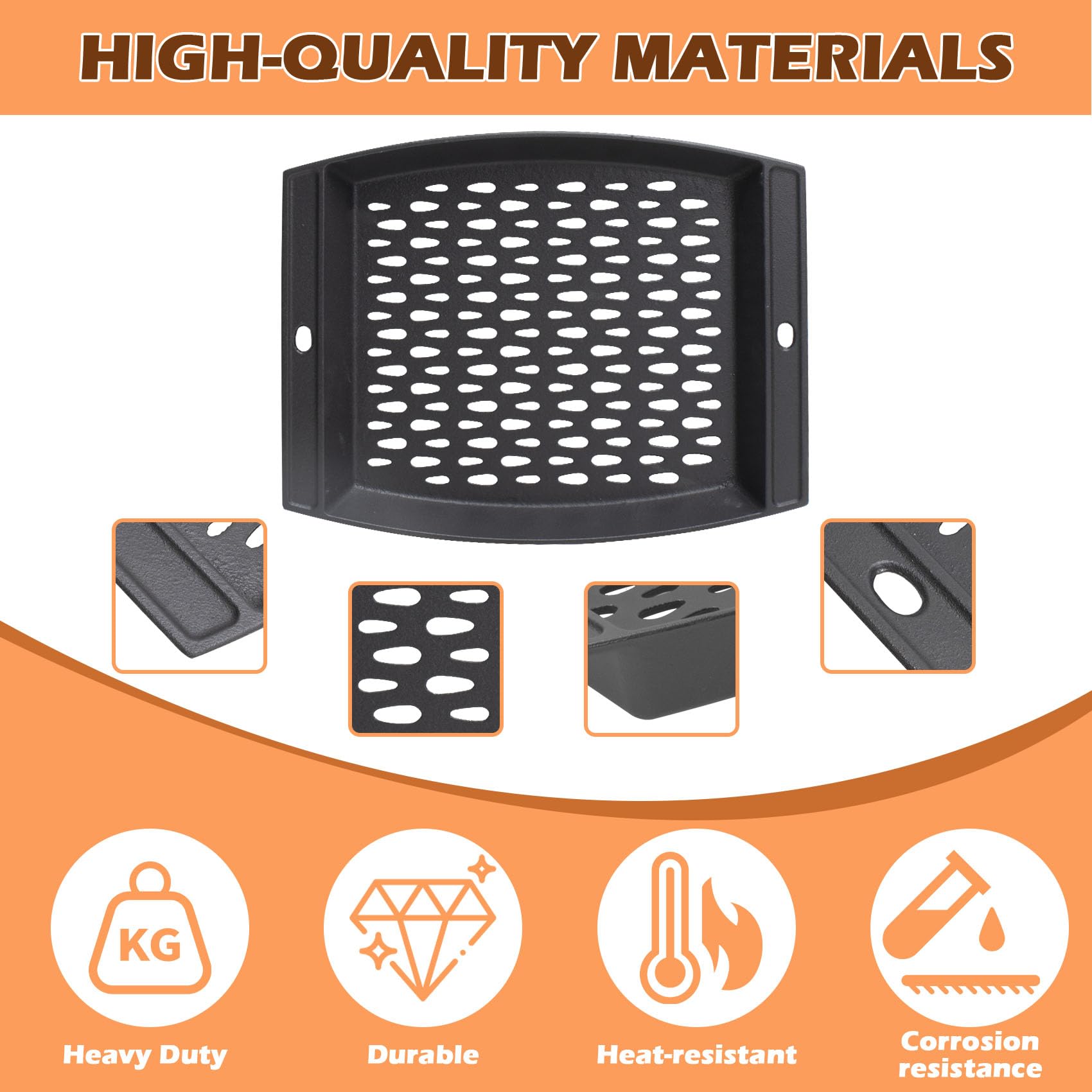 38.1x30.5 cm Gusseisen-Grillaufsatz für Outdoor-Grill, Fisch-Gemüse-Grillkorb, BBQ Grillpfannen Tablett für Weber, Char-Broil, Royal Gourmet und die meisten Holzkohle-Räucher- und Gasgrills