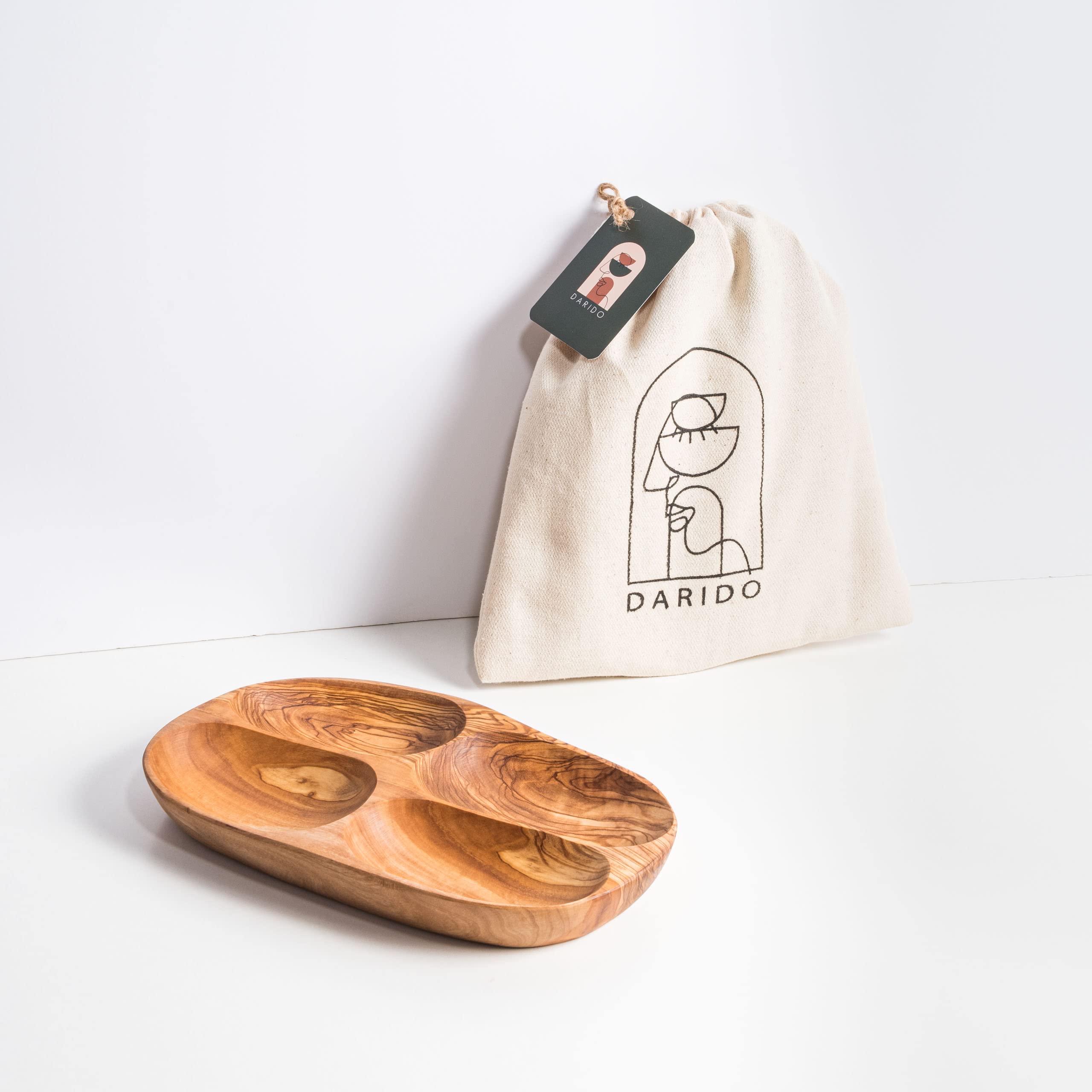 Vassoio da portata in legno d'ulivo fatto a mano: piatto per snack, noci e formaggi (35 cm) - Italia