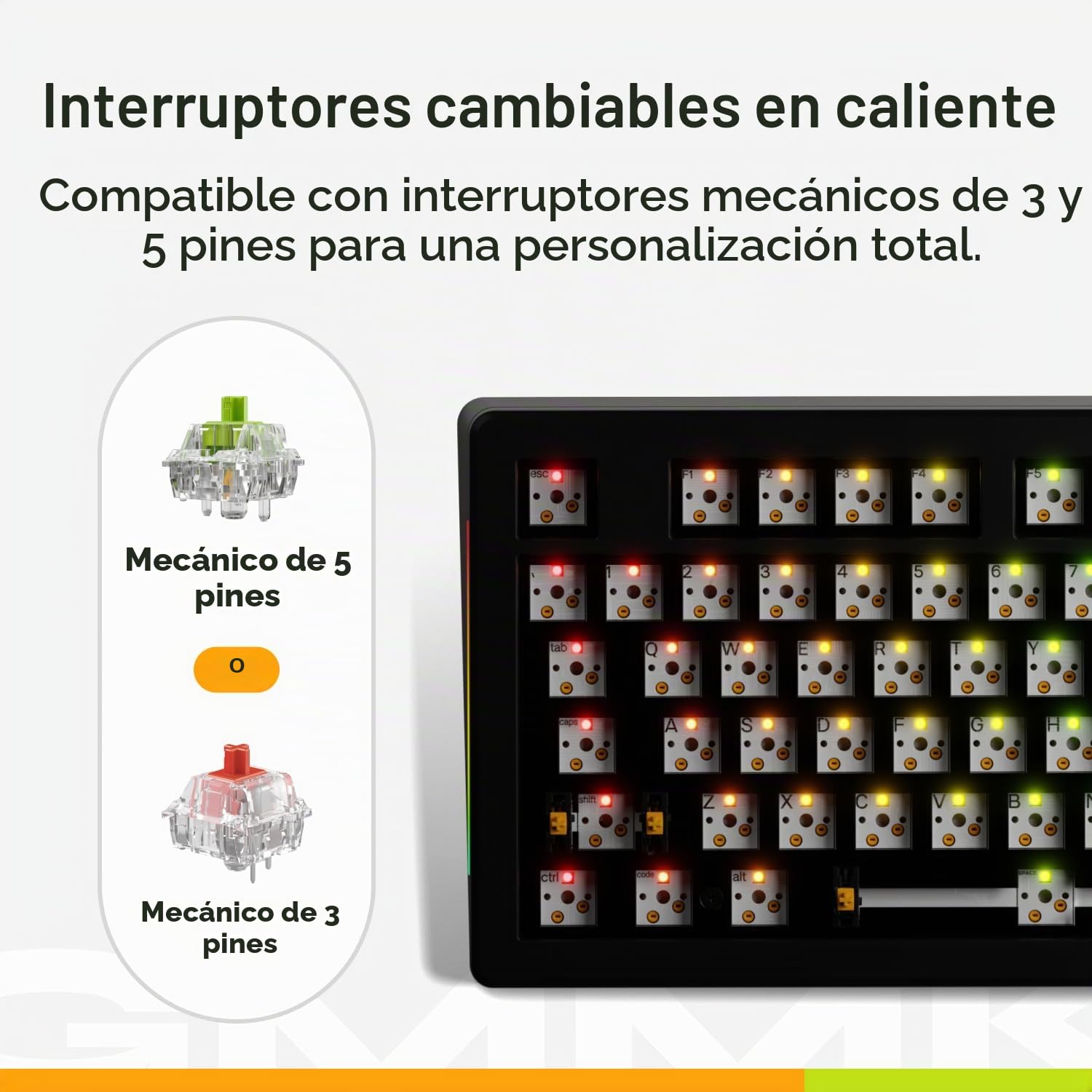 GLORIOUS GMMK 3 Full Size Barebones Carcasa de Teclado Modular ANSI | Placa superior de aluminio resistente, retroiluminación vibrante por tecla, acepta mecanismos de cinco pines, formato duro