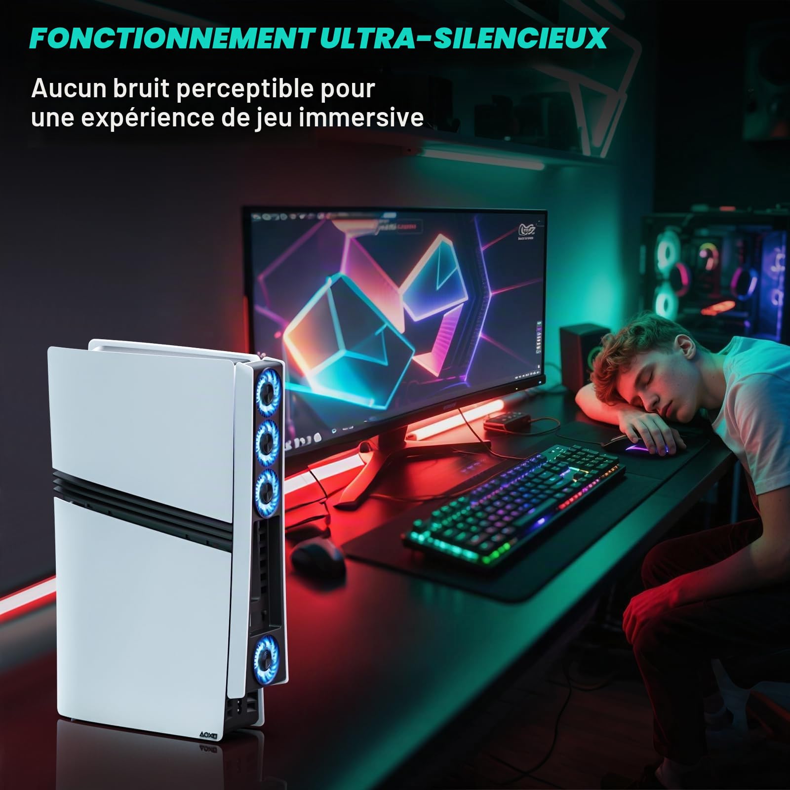 Ps5 Pro 4 ventilateurs de refroidissement, accessoires PS5 Pro avec USB 3.0, ventilateur de refroidissement silencieux efficace avec vitesse réglable, ventilateur de refroidissement pour PlayStation5