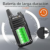 Vista 3 de Retevis Radio bidireccional RT22 recargable de largo alcance, radio portátil de 2 vías, carga USB-C, walkie talkies manos libres para adultos