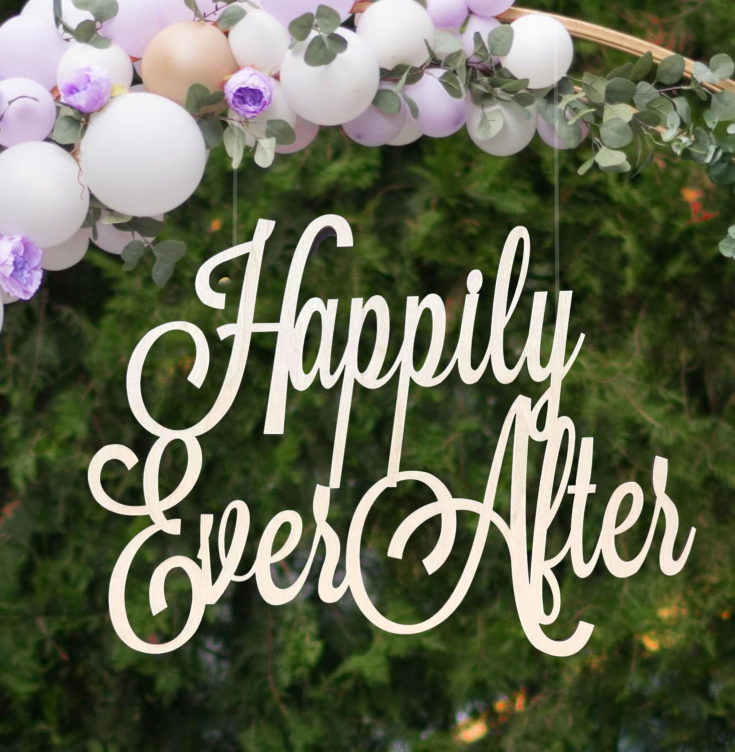 Photo 1 of ***Damaged sign***Happily Ever After Wedding Sign,Wooden Wedding Wall Sign for Valentine's Day Gifts Bachelorette Party Engagement Party Wedding Party Decor