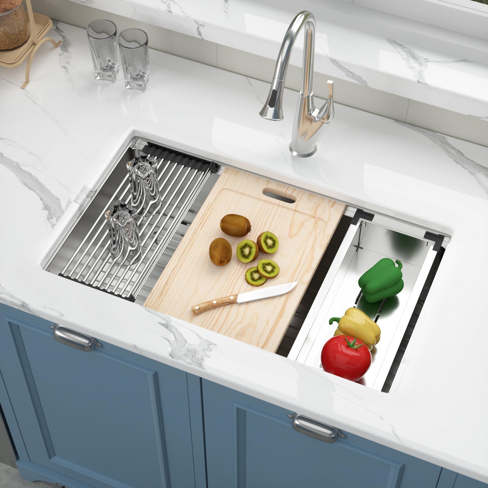 30 Inch Undermount Sink Single Bowl Ledge Workstation Kitchen Sink 18 Gauge Stainless Steel Undermount Ledge SinksClimatePartner certified