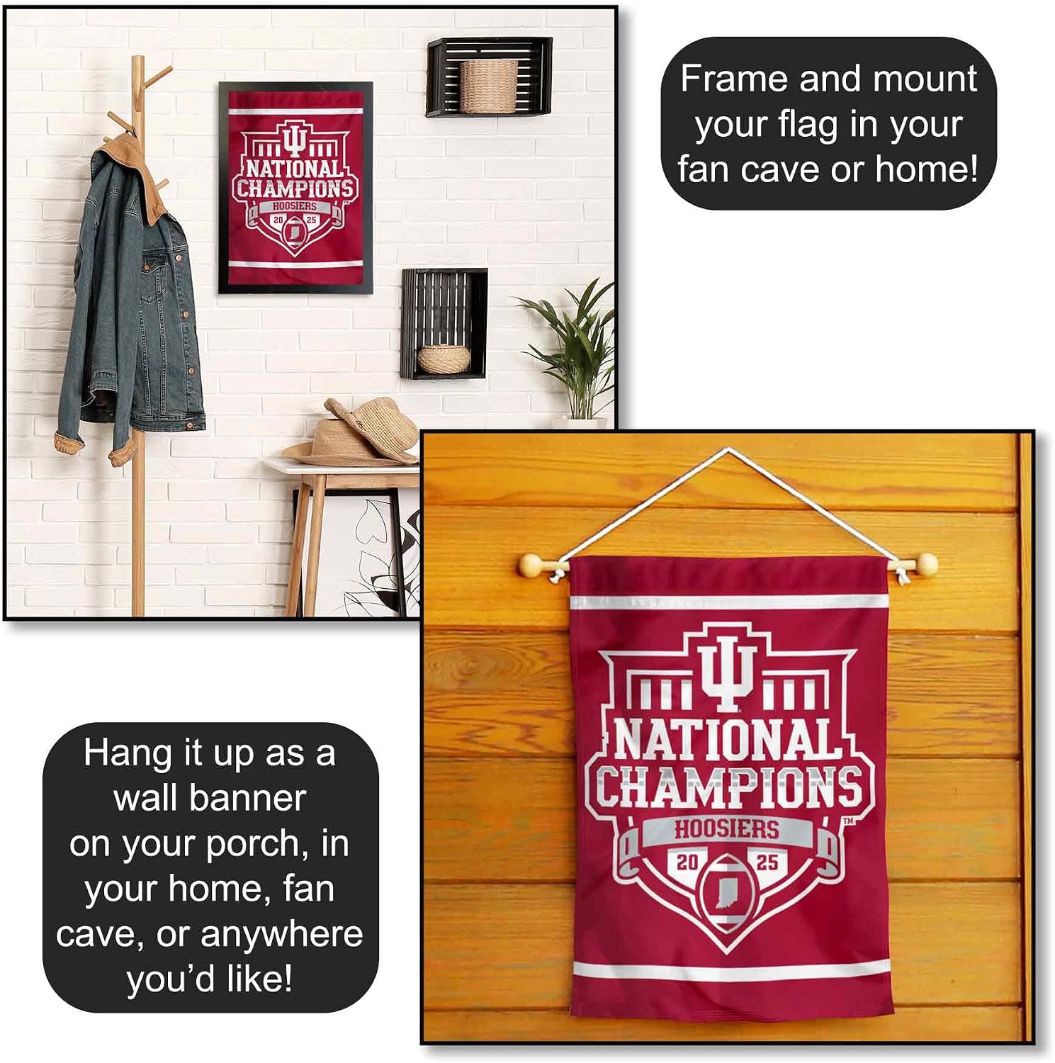 IU Hoosiers 2025 National Champions Double Sided Garden Flag