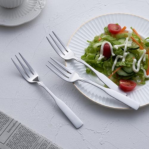 Miniatura 6 de Tenedor de 3 dientes, tenedor de acero inoxidable de 7.6 pulgadas, tenedores de postre de cóctel de metal, 6 piezas