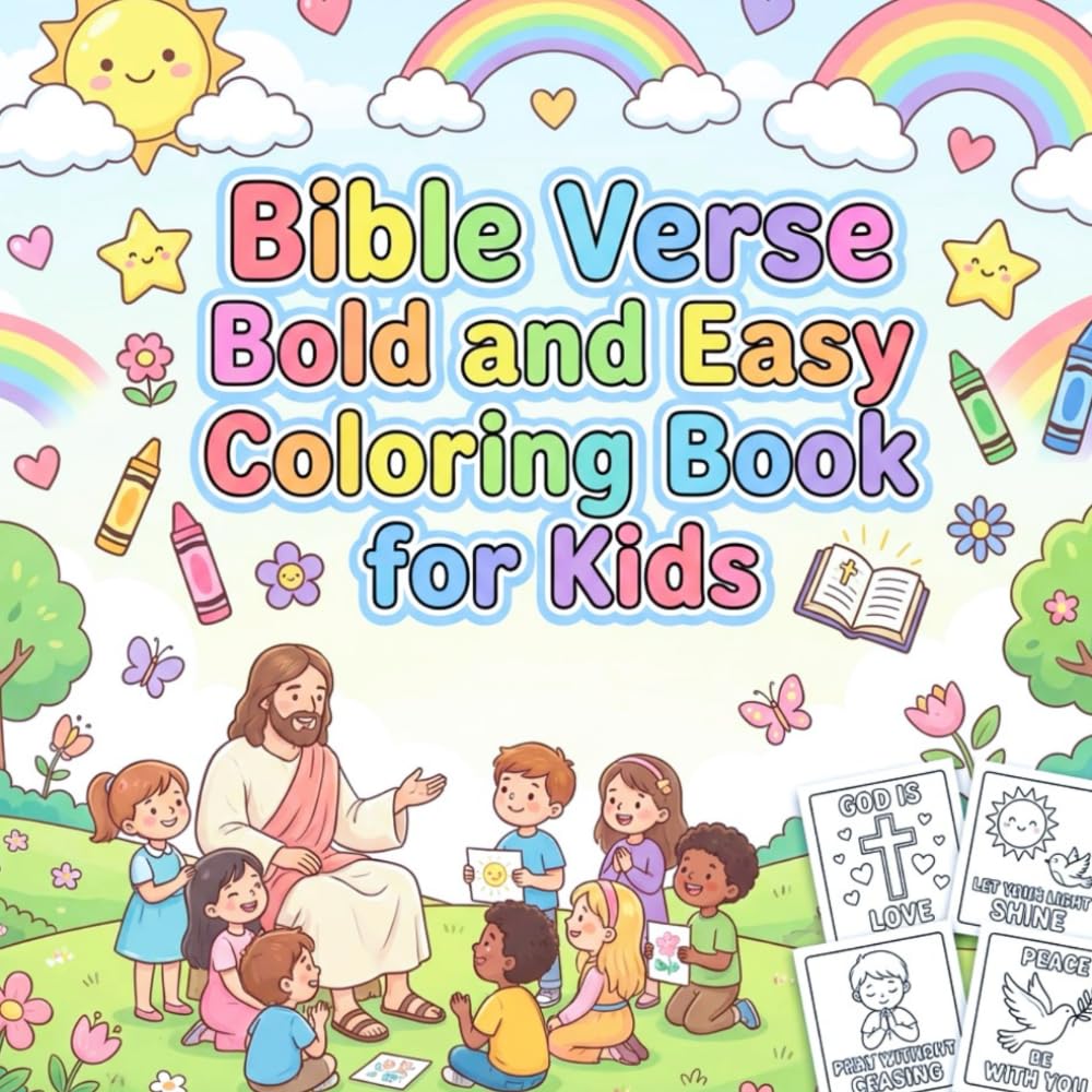 Bible Verse Bold and Easy Coloring Book for Kids: Fun, Simple Christian Coloring Pages with Inspiring Bible Verses to Teach Faith, Kindness & God’s Love
