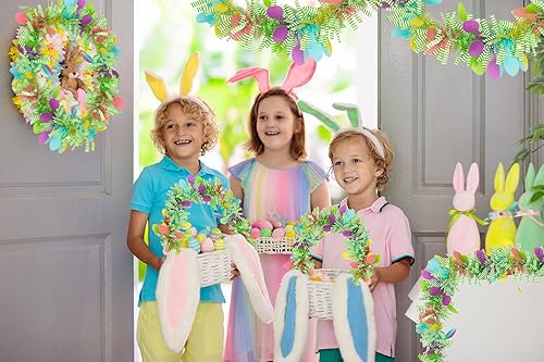 Miniatura 4 de RECUTMS 5 guirnaldas de oropel de Pascua de 30 pies de primavera, guirnaldas de oropel verde, guirnalda de huevos de Pascua colgantes para Pascua,