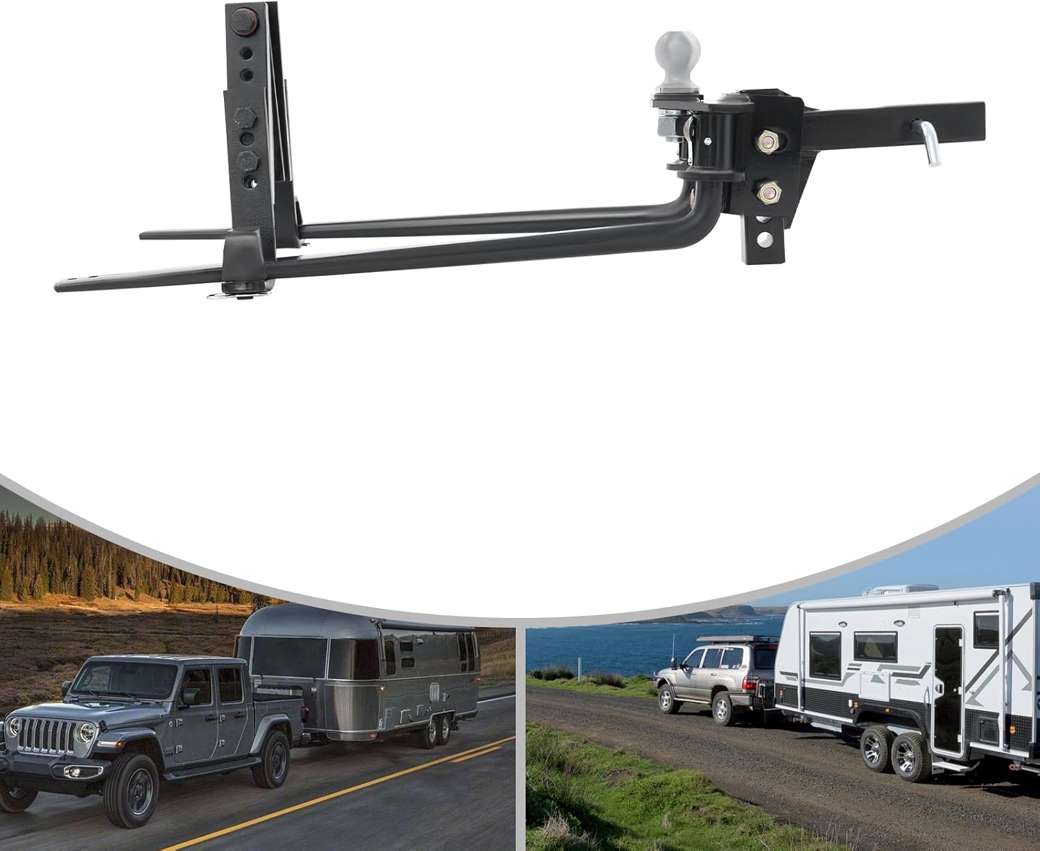 Weight Distribution Hitch with Sway Control for Trailer, RV & Camper Towing – Heavy Duty 2" Adjustable Trailer Hitch, Complete Mounting Kit, Fits Up to 7 Inch Trailers Frames (8000 lbs Capacity)