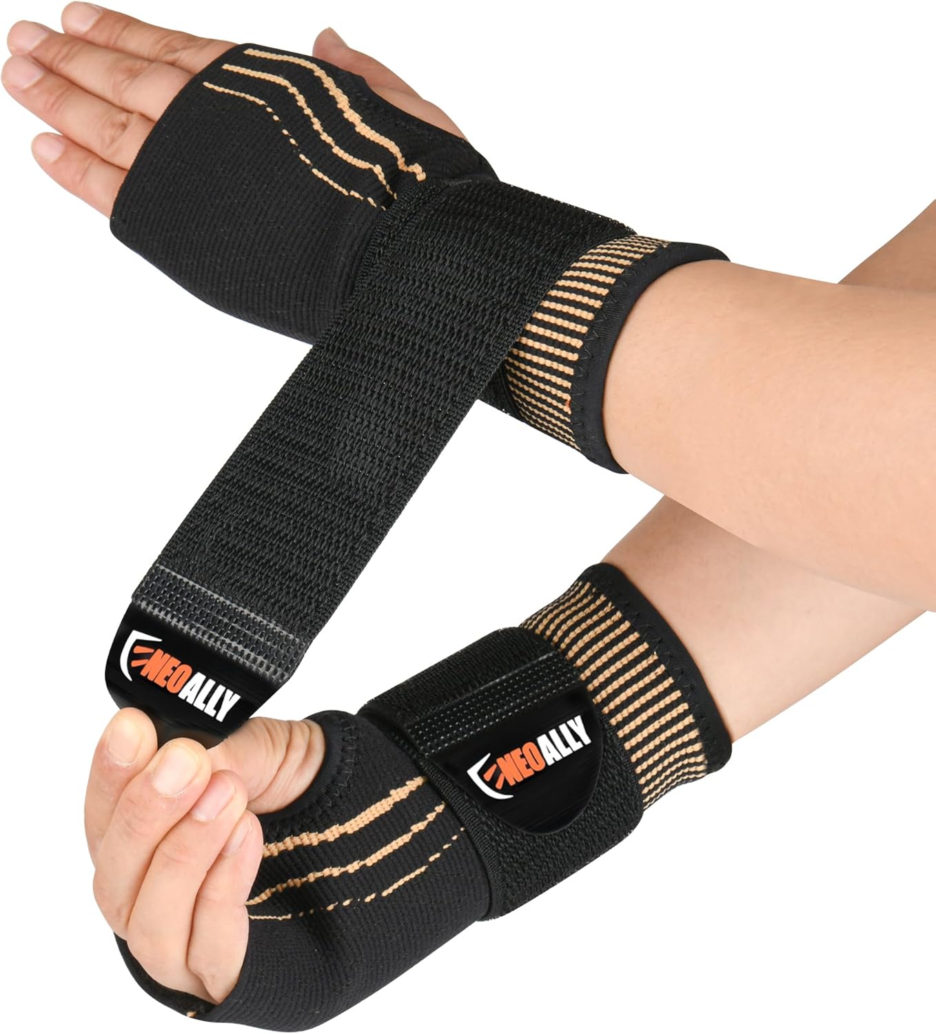 NeoAlly Copper Compression Wrist Sleeve for Carpal Tunnel Gloves with Adjustable Strap for Wrist Support in Carpal Tunnel, Arthritis, Tendonitis, Bursitis and Wrist Sprain (S Pair)