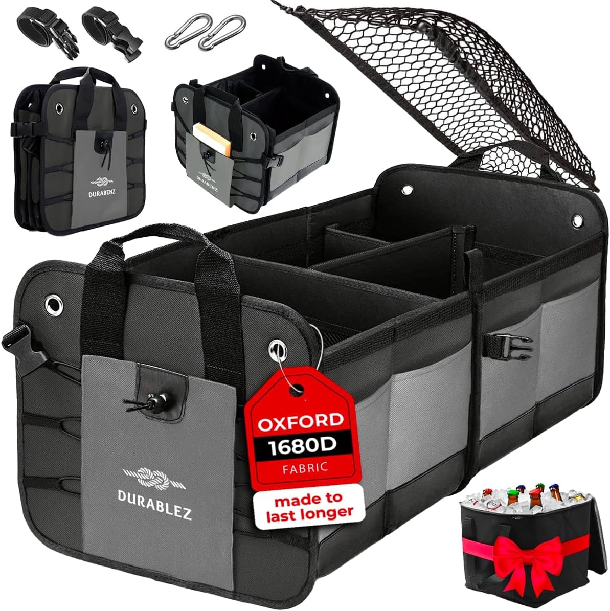 Classic Car Trunk Organizer with Cooler, Gray