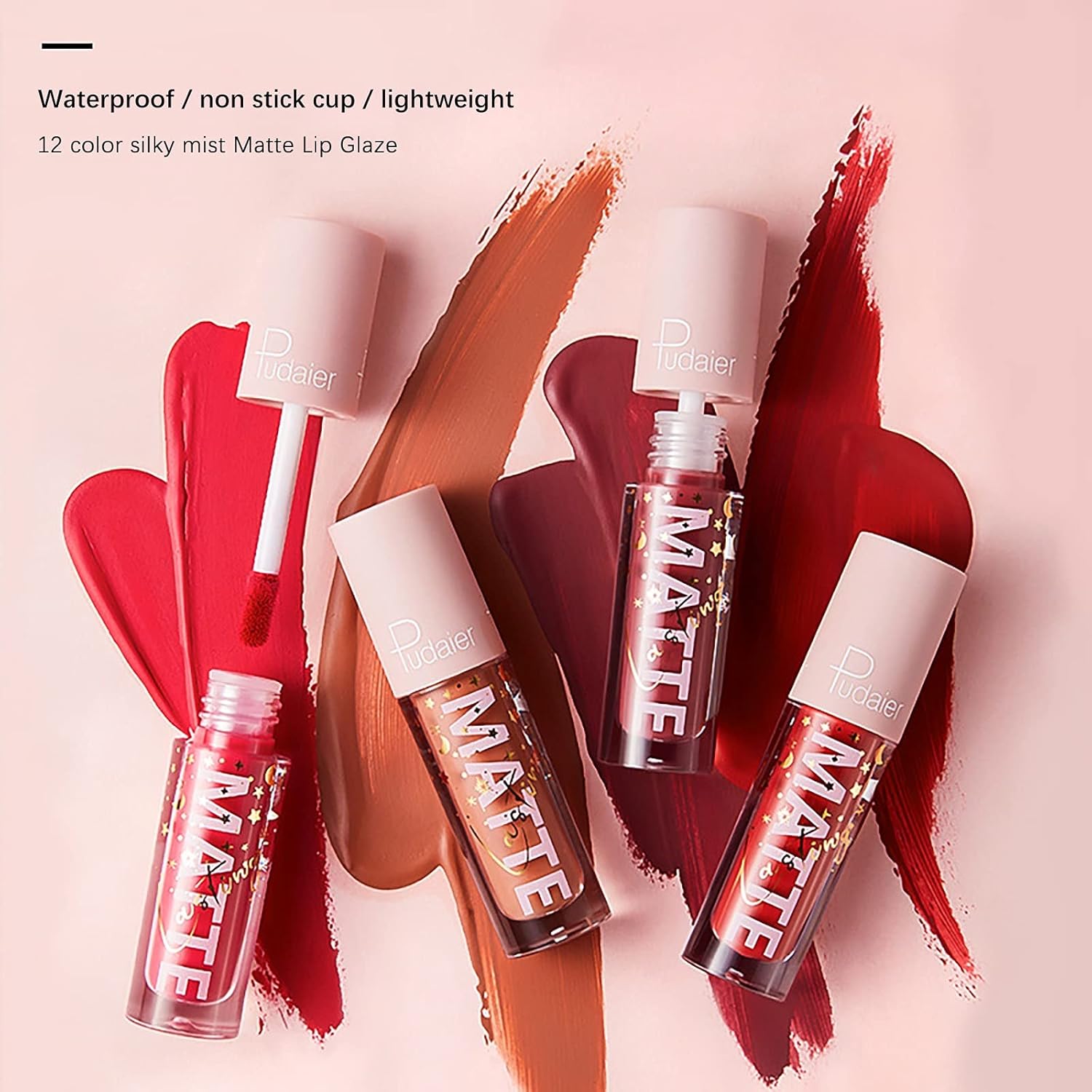 Lip Gloss 12 Color Lipsticks Non-fading Non-pulling Velvet Matte 10ml(F) : Beauty & Personal Care
