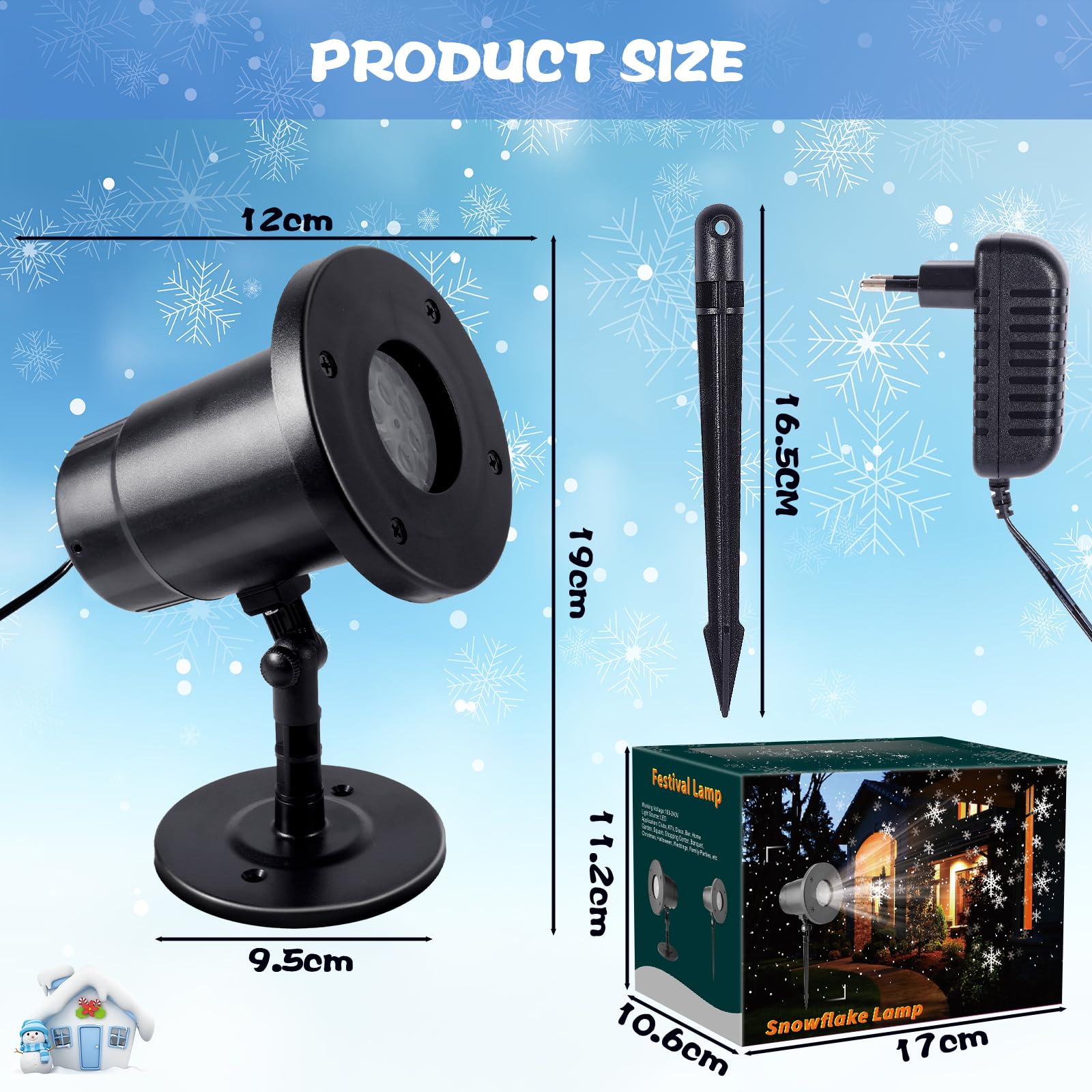 Schneeflocken Projektor, Led Schneeflocken Projektor Aussen, Wasserdicht Schnee Projektor, Projektor Schneeflocken, Projektor Weihnachten für Outdoor, Fenster, Haus, Wand, Hof Weihnachtsdeko