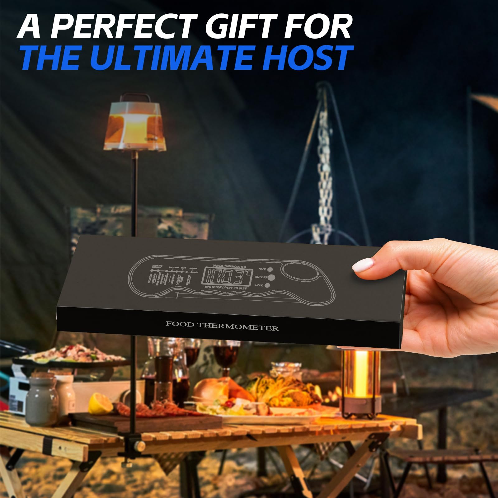 trausi instant read meat thermometer fast  accurate digital food thermometer with backlight waterproof  magnet for grilling cooking bbq smoker baking and candy making black