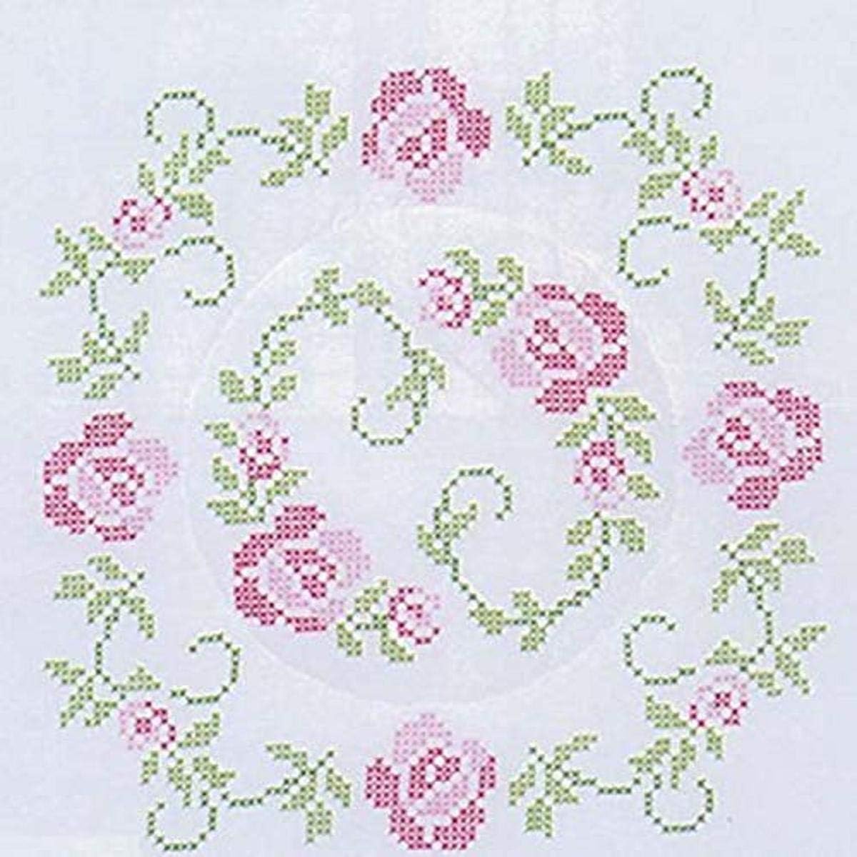 Jack Dempsey Stamped White Quilt Blocks 18X18 6/Pkg-XX Circle of Roses