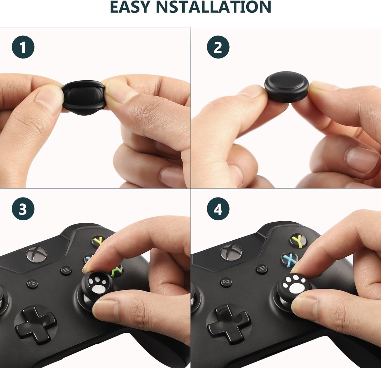 6PCS PS5 Silicone Thumb Cap, Non-Slip Silicone Analog Joystick Thumb Stick Grip Cap for PS2, PS3, PS4, PS5, Xbox One, Xbox Series X/S, Xbox 360, Switch Pro, Wii U Game Controller (Black White)