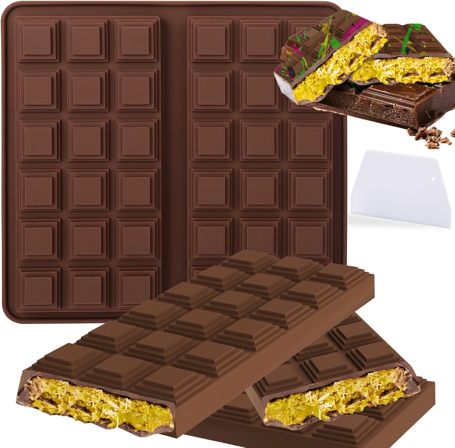 Amazon.com: AIERSA Silicone Dubai Chocolate Bar Mold Deep, Thick ...