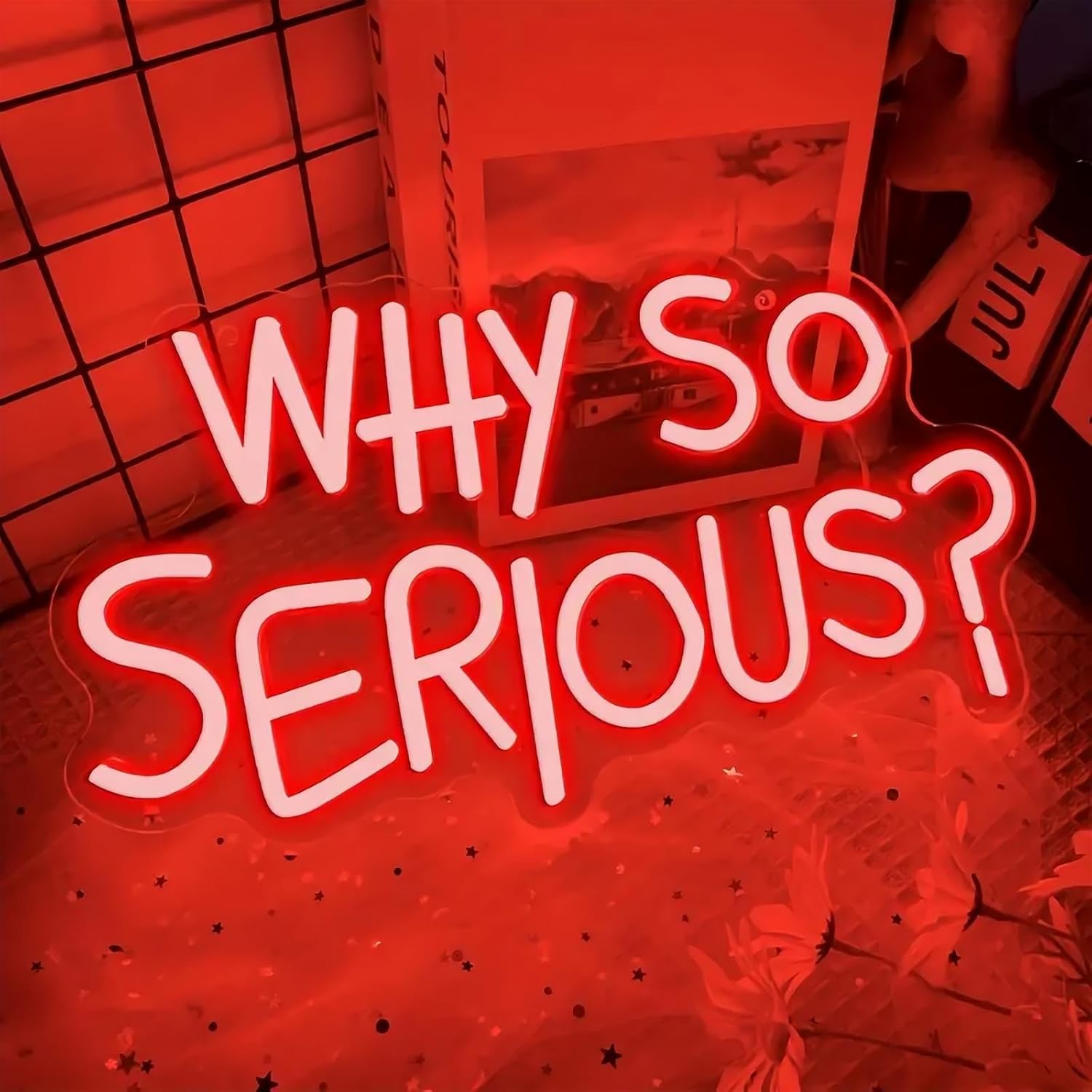 Vibrant 'Why So Serious?' Joker Neon Sign - USB Powered, Wall-Mounted, Energy-Efficient LED Light for Bedroom, Living Room, Man Cave, Bar, Game Room, and Club Decor, Birthday Party