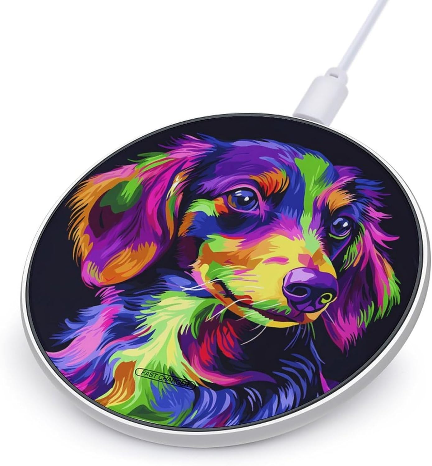 Colorful Dachshunds Dog Wireless Charger Lightweight Wireless Charging Pad Phone Charging Mat for Travel Home