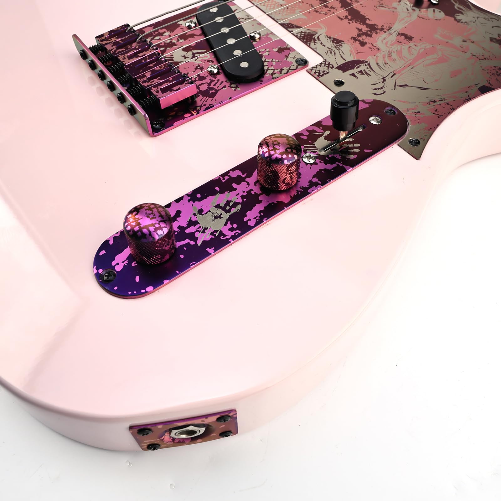 2 pomos de aleación de titanio para bajo eléctrico, cúpula de metal, control de tono de volumen, para Fender Strat ST Telecaster Tele Jazz Les Paul, piezas de repuesto (morado rosado)