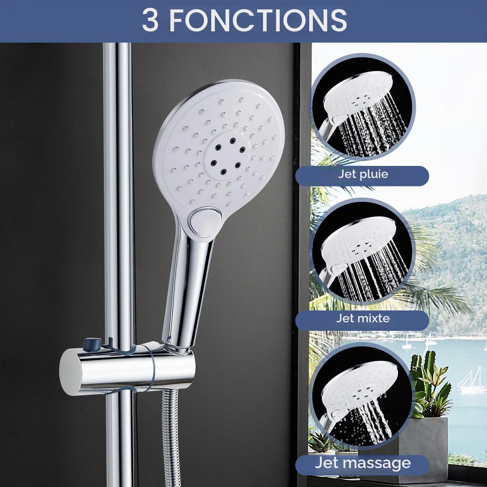 Namuoto Colonne de Douche avec Mitigeur, Ensemble de Douche, Systeme de Douche, Chromé