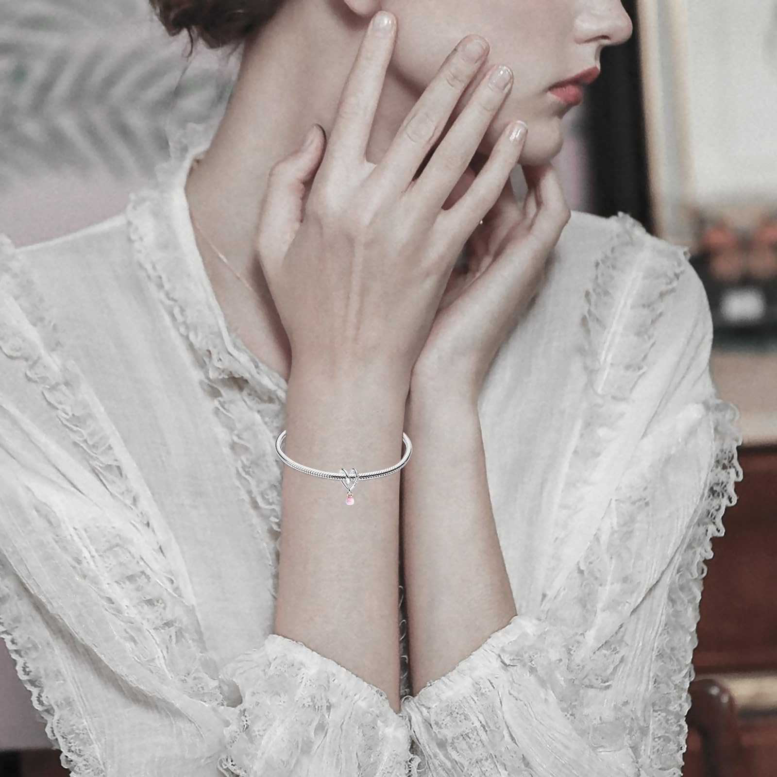 LaMenars 2022 Nuovo Cartone Animato Oceano Vetro di Murano Punto Charm per Le Donne Ciondolo in Argento Sterling 925 con Cubic Zirconia Fit Europe Regali per Le Donne Bracciale e Collana