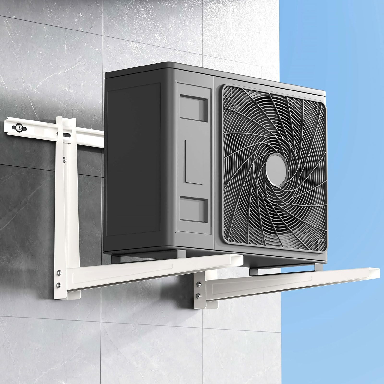 Mini soporte de montaje en pared dividido, soporte de acero galvanizado con barra transversal para aire acondicionado sin conductos y sistemas de bomba de calor