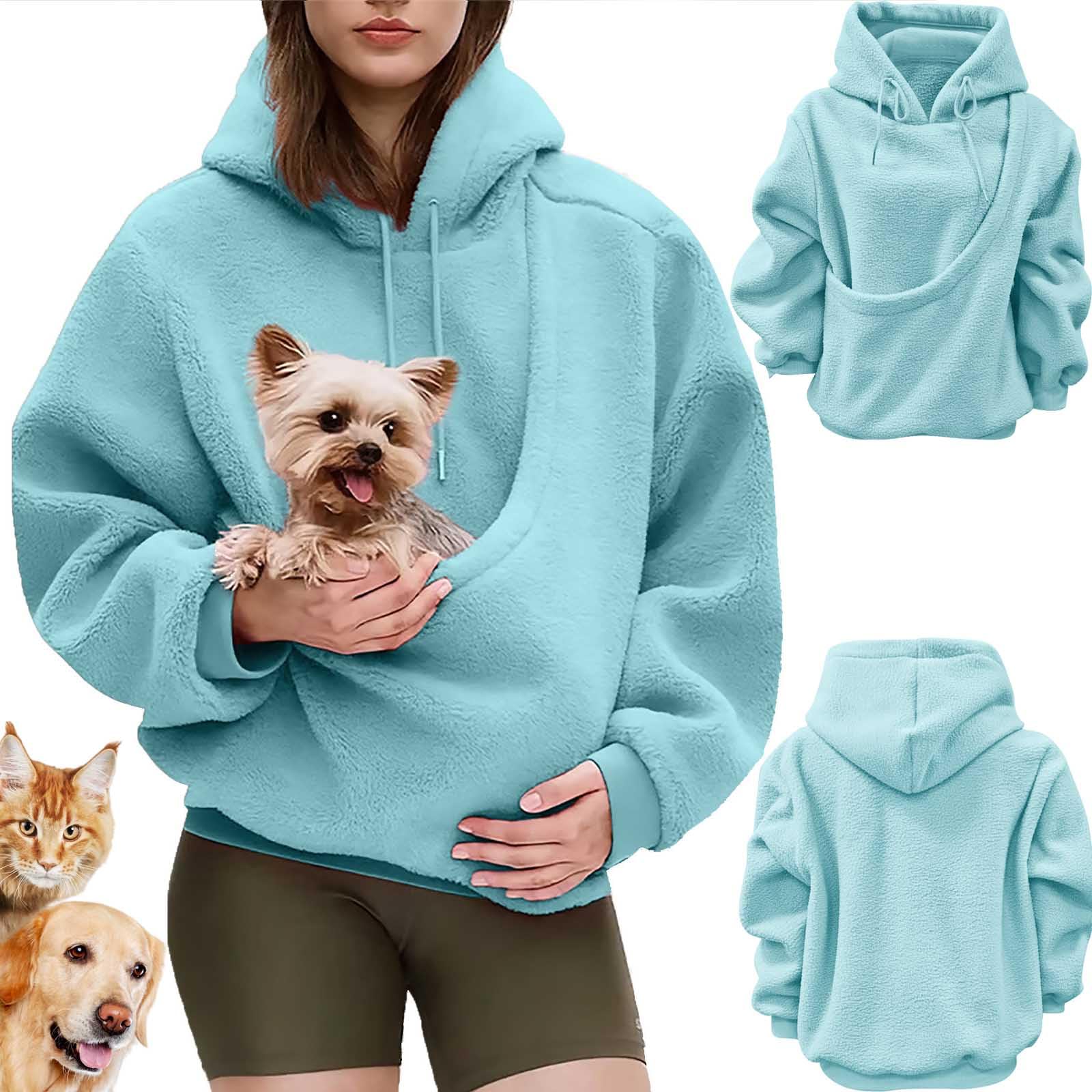 Kokopaws Pet Sling Hoodie, Koko Paws Hoodie Carrier, Ultra Soft Warm Carrier Sweatshirt - Skin-Friendly (Blue XXL)