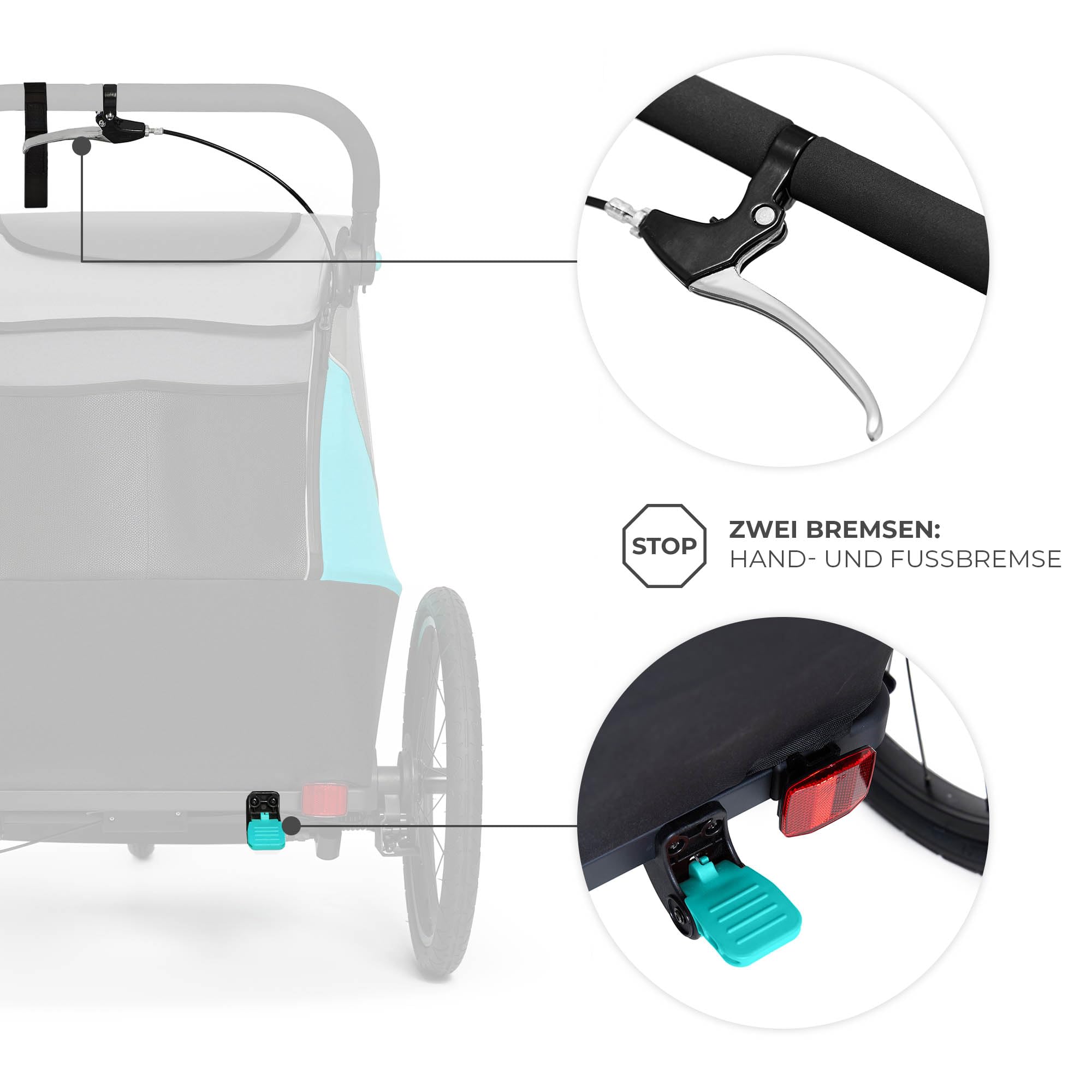 Kinderkraft NAVA 3in1 Kinderwagen Laufwagen Fahrradanhänger für zwei Kinder bis 44 kg Aluminiumrahmen Blau
